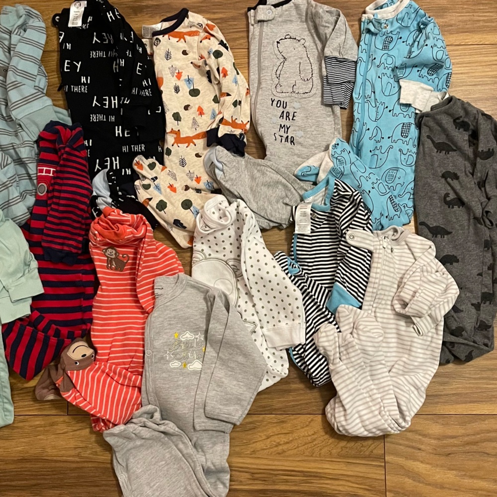 Lot of baby boy footie pajamas size 3-6 month